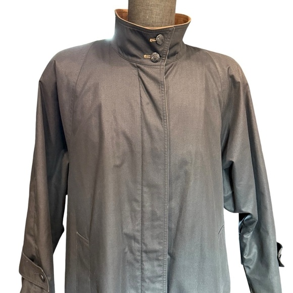 Vintage London Fog Lined Trench Coat Black Tan Sz 14 2X Capsule Old Money Wool - Picture 5 of 16